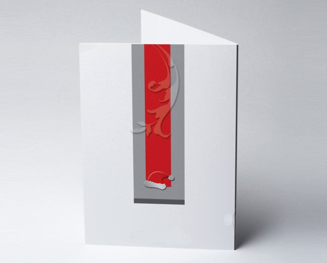 Weihnachtskarte Internationale graue Karte mit Nikolausmütze