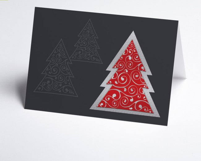 Weihnachtskarte moderner roter Baum