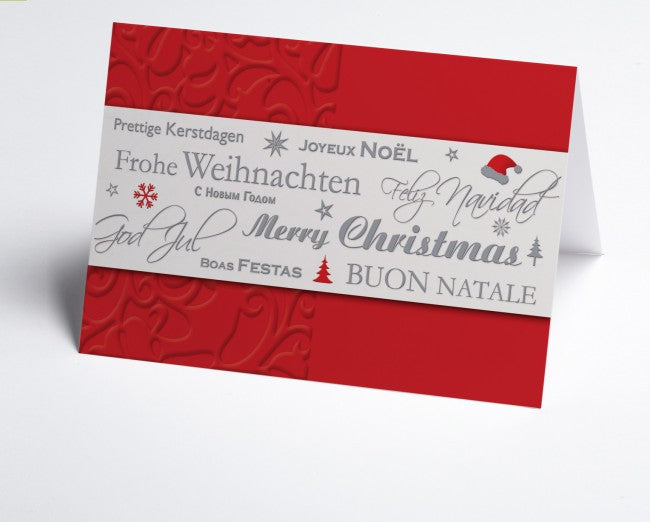 Weihnachtskarte Rote internationale Grüße