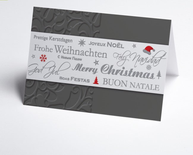 Weihnachtskarte Graue internationale Grüße