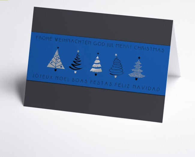 Weihnachtskarte blaue Banderole