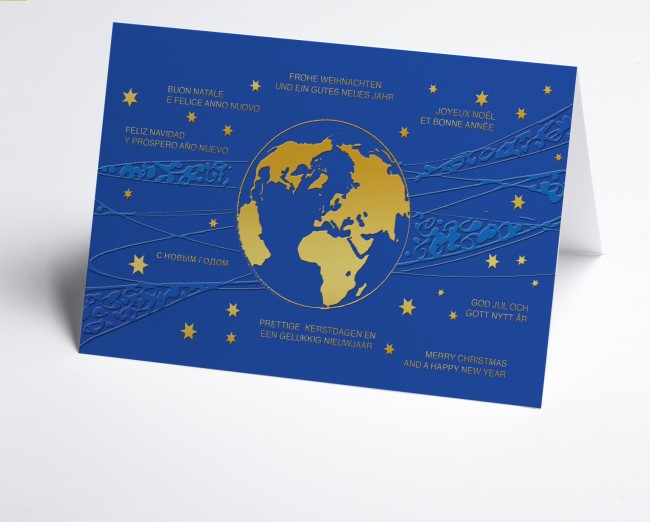 Weihnachtskarte Weltkugel