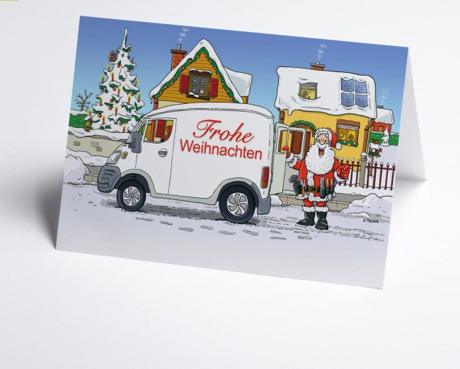 Weihnachtskarte Branche Hausbau verschiedene Gewerke