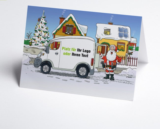 Logo-Weihnachtskarte Branche Hausbau verschiedene Gewerke