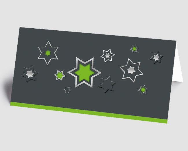 Weihnachtskarte grafische Sterne, grün