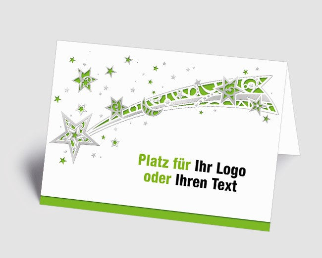 Weihnachtskarte Sternschnuppe, grün