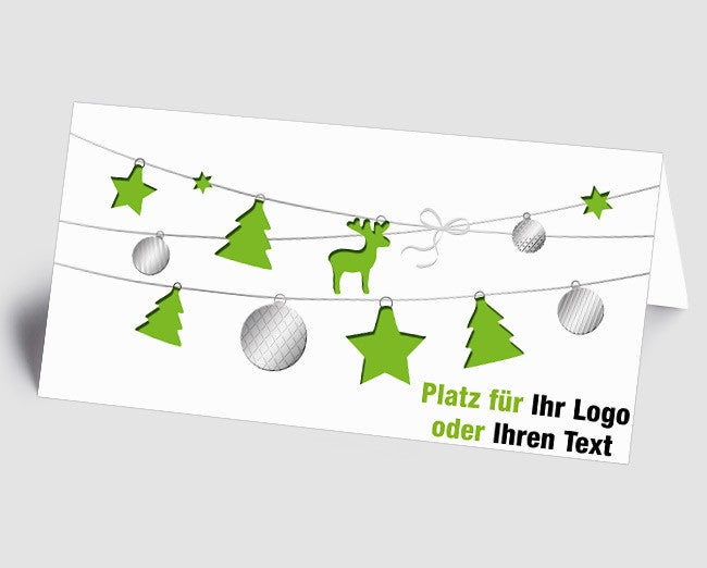 Weihnachtskarte grüne Weihnachtselemente