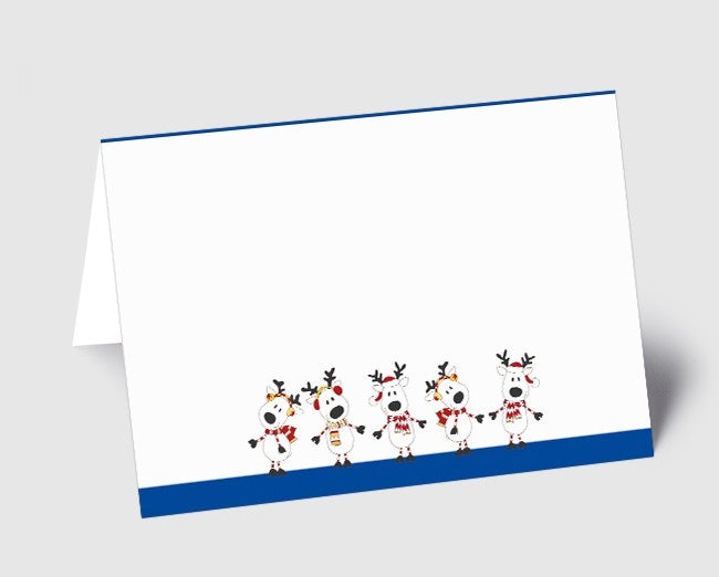 Weihnachtskarte Teamkarte blau lustige Elche