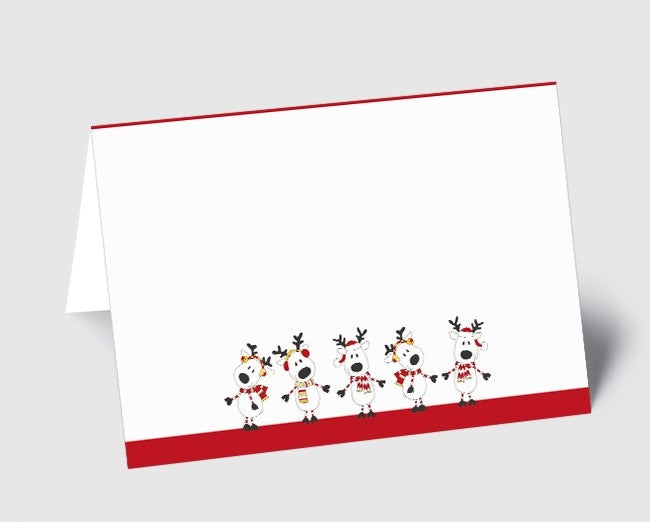 Weihnachtskarte Teamkarte rot lustige Elche