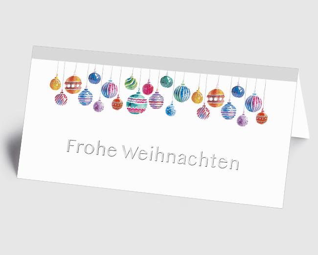 Weihnachtskarte bunte Christbaumkugeln