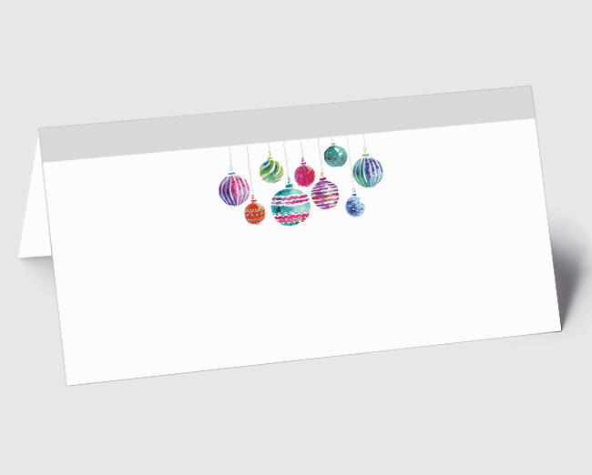 Weihnachtskarte bunte Christbaumkugeln