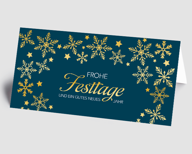 Weihnachtskarte goldene Flocken