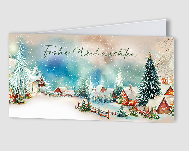 Weihnachtskarte Winterdorf