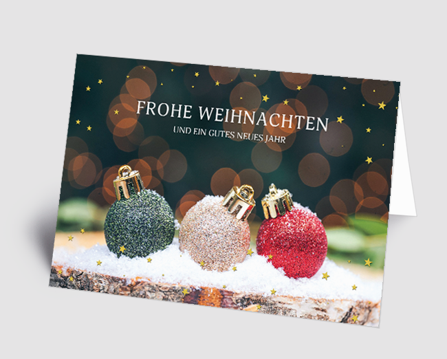 Weihnachtskarte Glitzerkugeln
