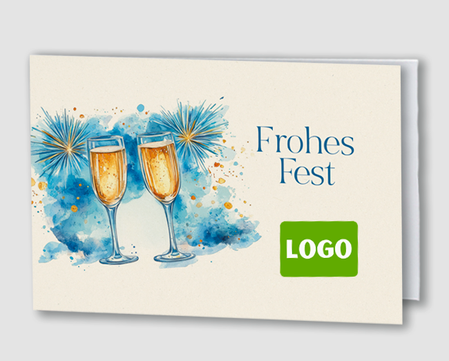 Weihnachtskarte Sektgläser