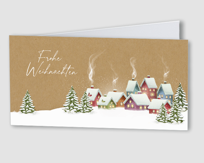 Weihnachtskarte Winterdörfchen