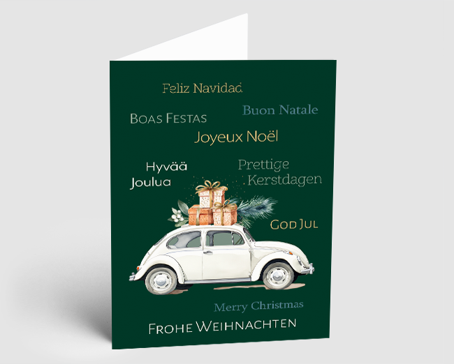 Weihnachtskarte Firma – VW-Käfer Design grün