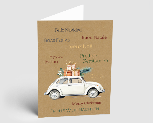 Weihnachtskarte Firma – VW-Käfer Design natur