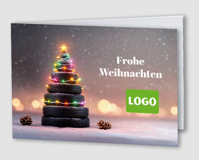 Weihnachtskarte Branche Auto - Reifenbaum