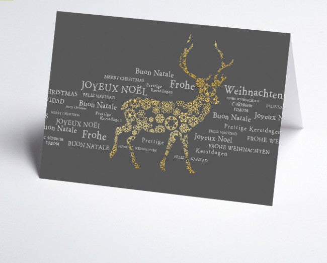 Weihnachtskarte goldener Hirsch