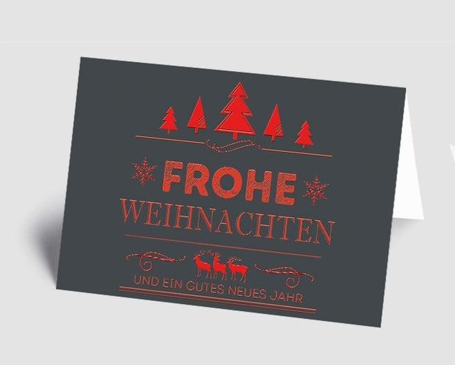 Weihnachtskarte Mitarbeiter – Vintage Line Frohe Weihnachten rot