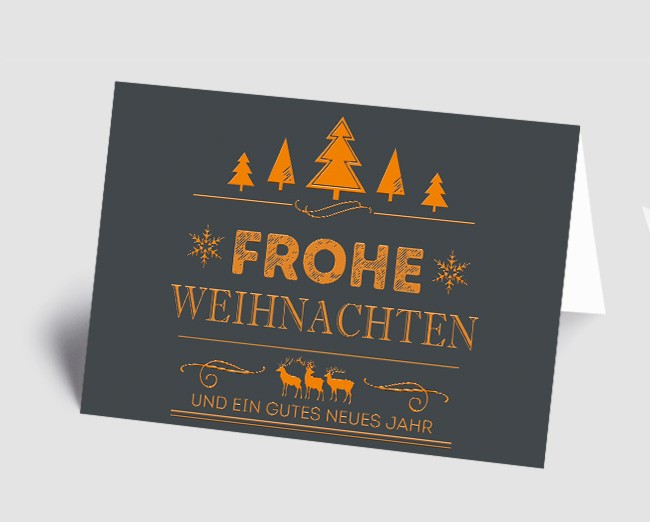 Weihnachtskarte Mitarbeiter – Vintage Line Frohe Weihnachten orange