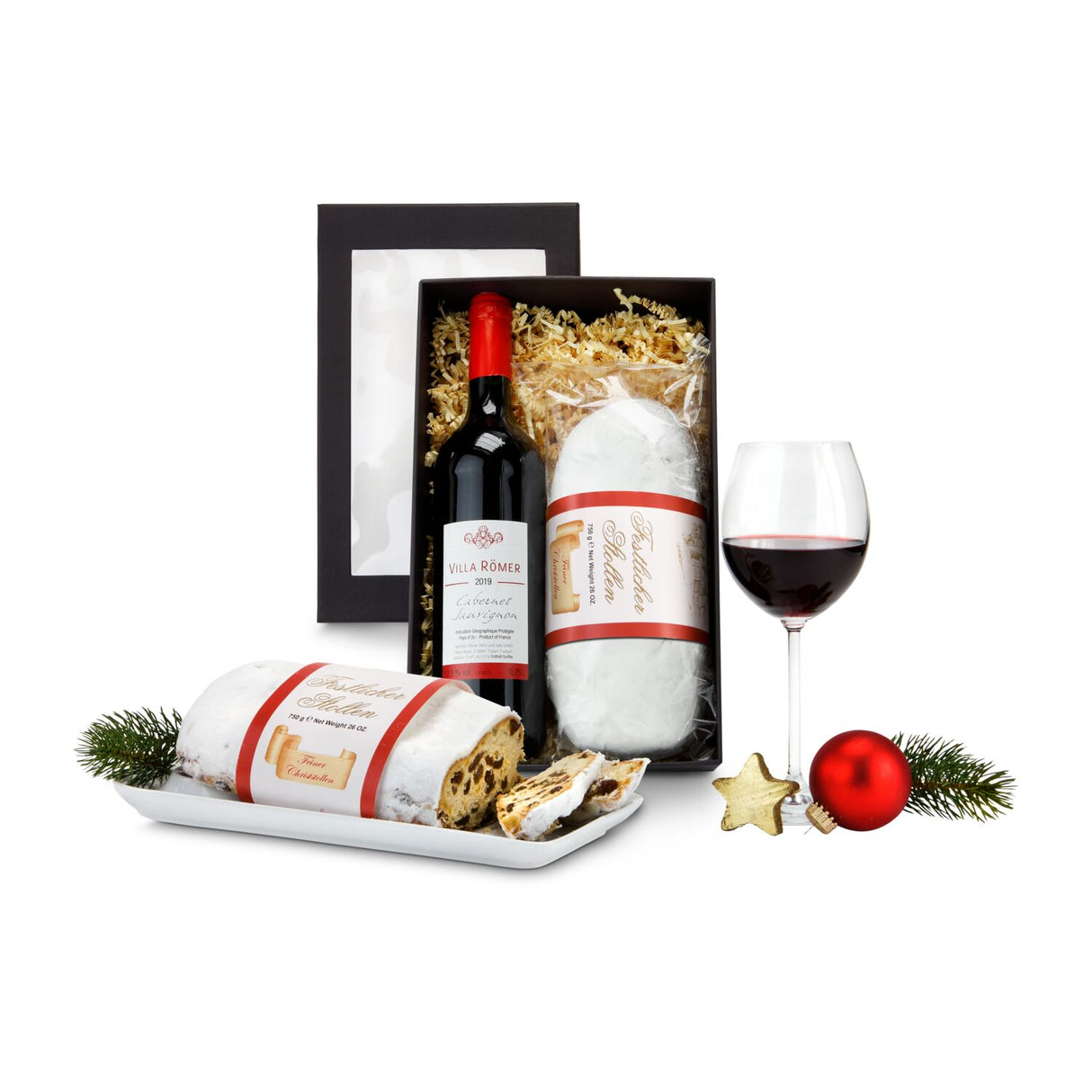 Weihnachtsgeschenk Kunden - Rotwein & Stollen