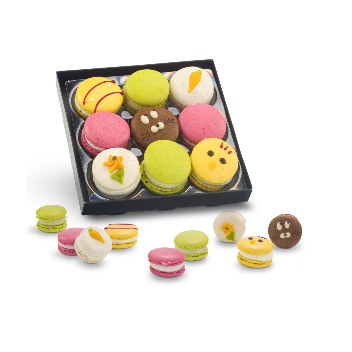 Bunte Oster-Macarons