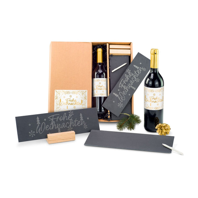 Edles Weihnachtsgeschenk Geschäftsfreund - Schiefer & Wein