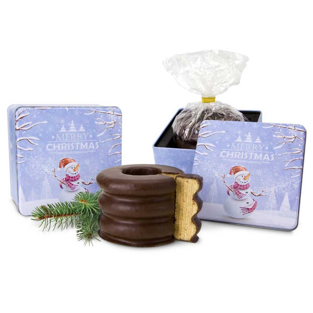 Werbeartikel: Weihnachtsgeschenk für Mitarbeiter - Baumkuchen in Weihnachtsdose