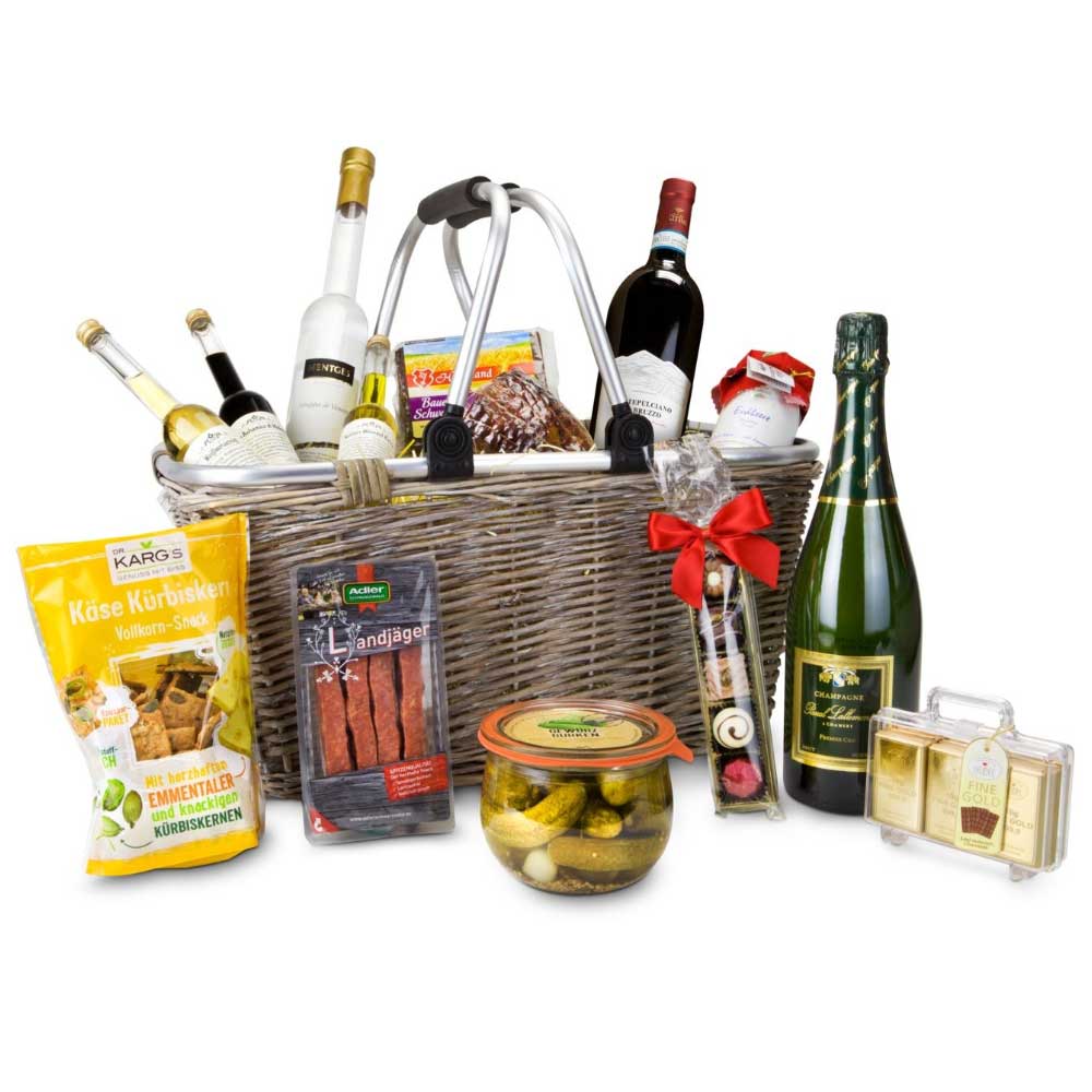 Geschenkkorb XXL - Einkaufskorb mit 14 leckeren Produkten