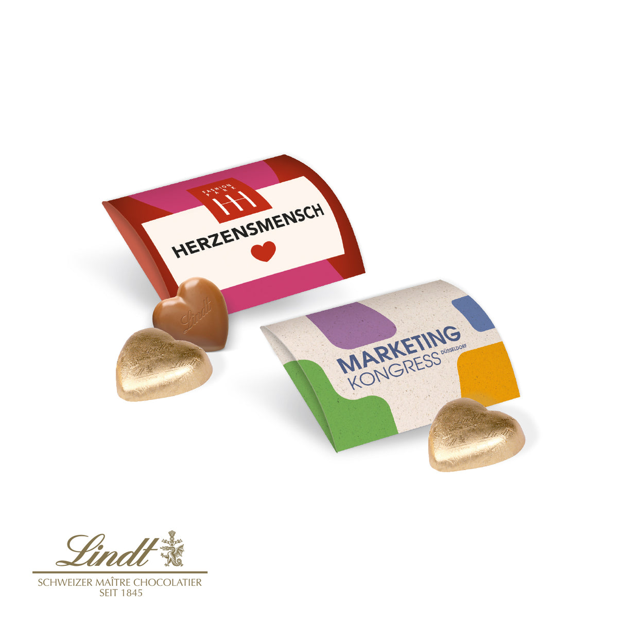 Schokolade Werbeartikel: Lindt Herz 5 g im Werbebriefchen -perfektes Give-Away für Werbezwecke