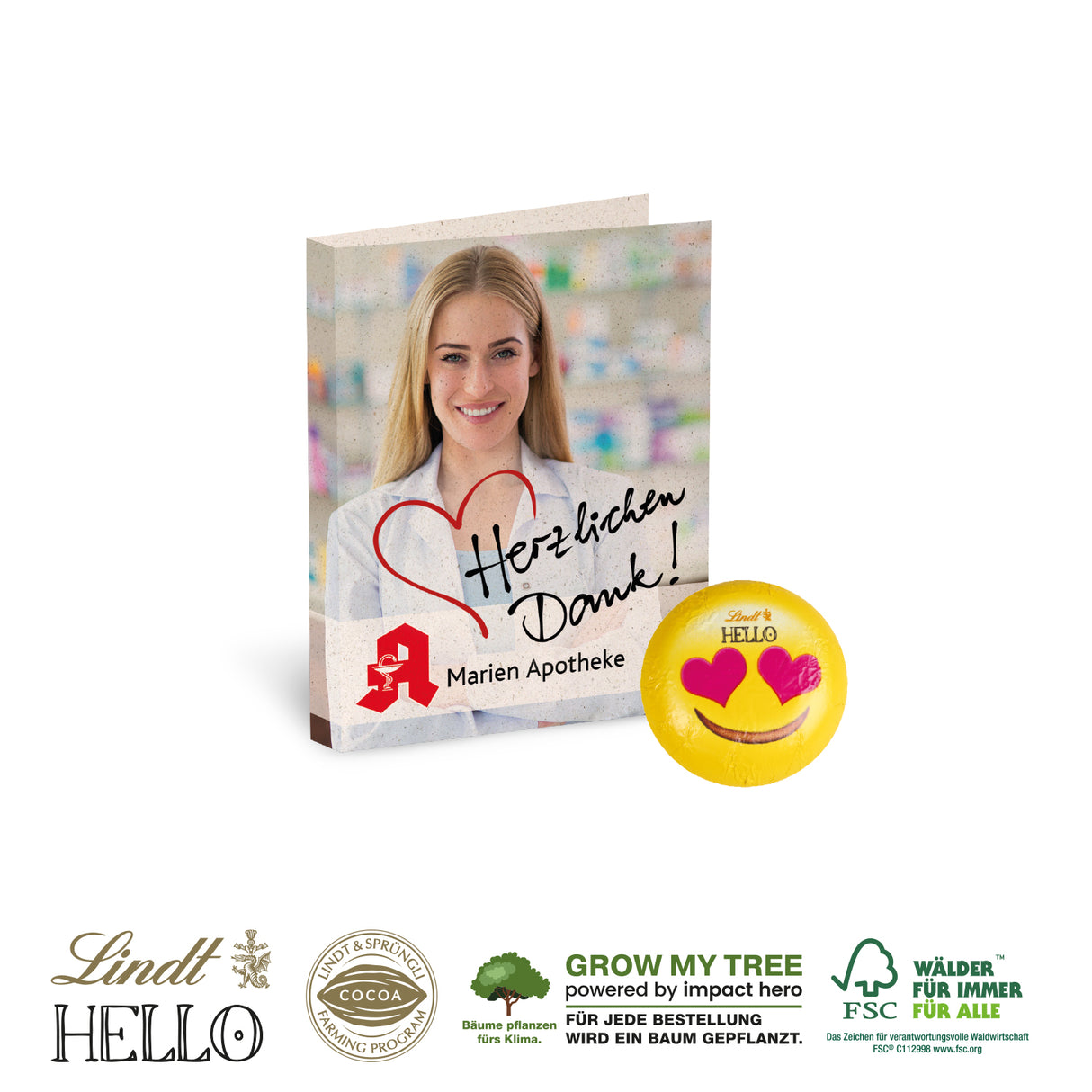 Werbe-Klappkarte mit Lindt Mini Emoti