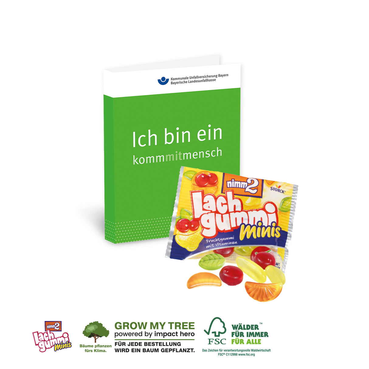 Werbe-Klappkarte mit Nimm2 Lachgummi
