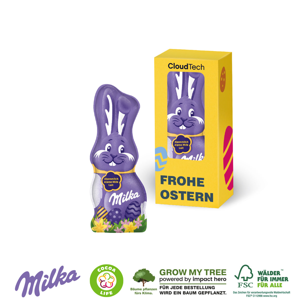 Milka Schmunzelhase in der Werbebox, 15 g