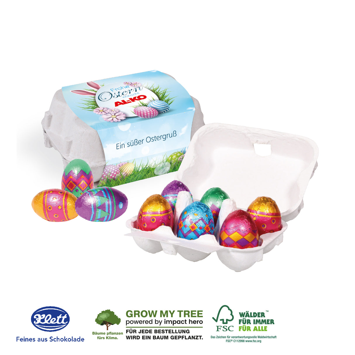 Schoko-Eier 6er mit Klett Schokolade