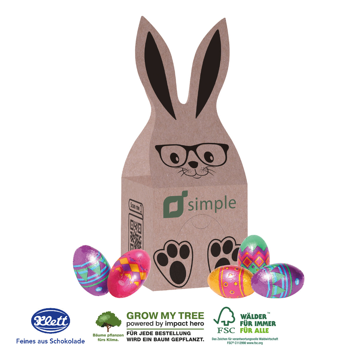 3D Präsent Häschen mit süßer Füllung Klett