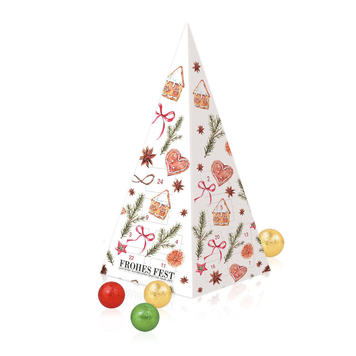 Adventskalender „Weihnachtspyramide“ mit Schokolade