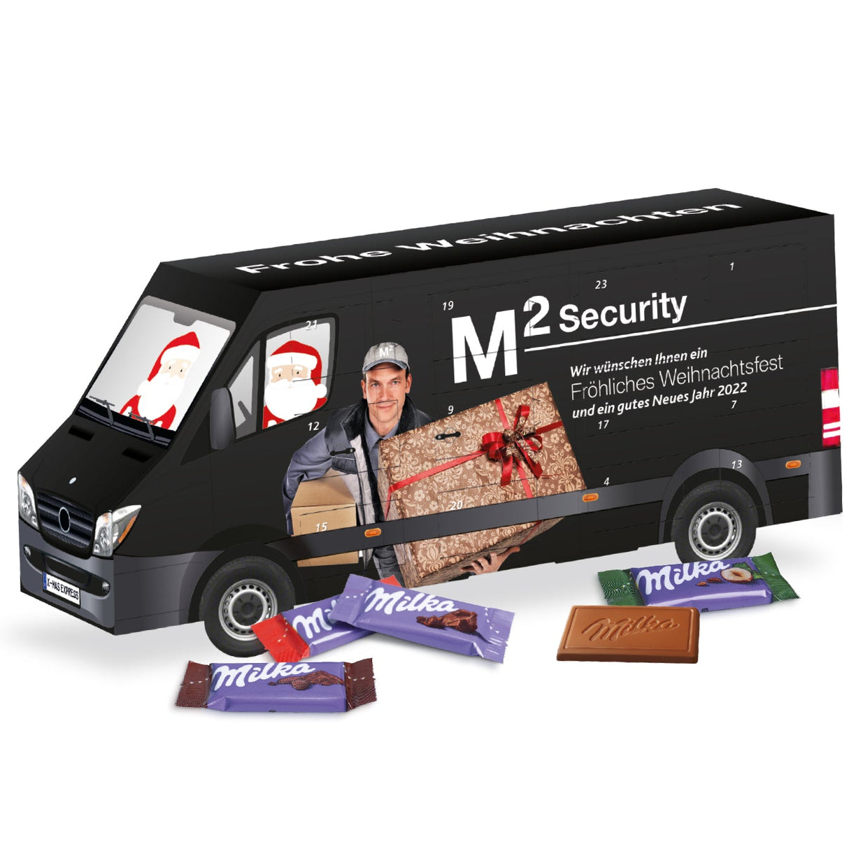Werbeartikel Transporter Adventskalender mit Firmen Logo