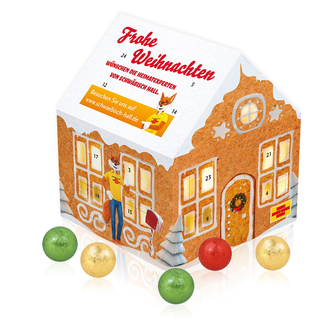 Adventskalender "Weihnachtshaus" Classic mit Schokolade