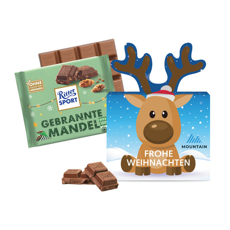 Weihnachtsgeschenk Mitarbeiter -Schokotafel Ritter Sport „Rentier“
