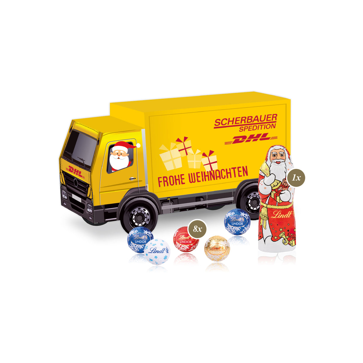 Lindt Weihnachtsgeschenk mit Logo - 3D Präsent LKW - Weihnachtsgeschenk Kunden