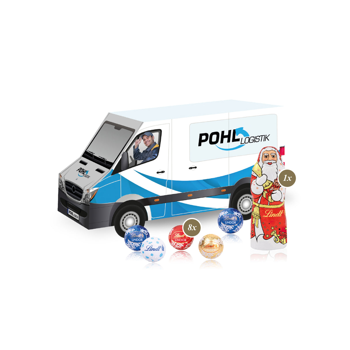 Lindt Werbemittel Weihnachten - 3D Präsent Transporter - Weihnachtsgeschenk Kunden
