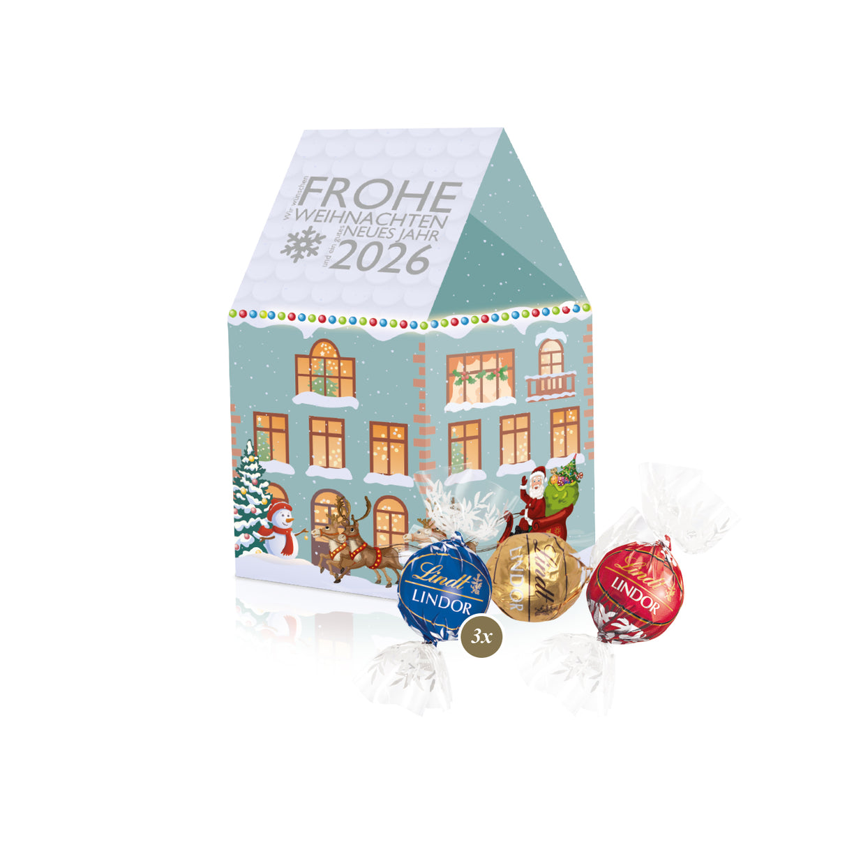 Lindt Weihnachten Werbegeschenk - Weihnachtshaus mit süßer Füllung - Geschenk für Mitarbeiter