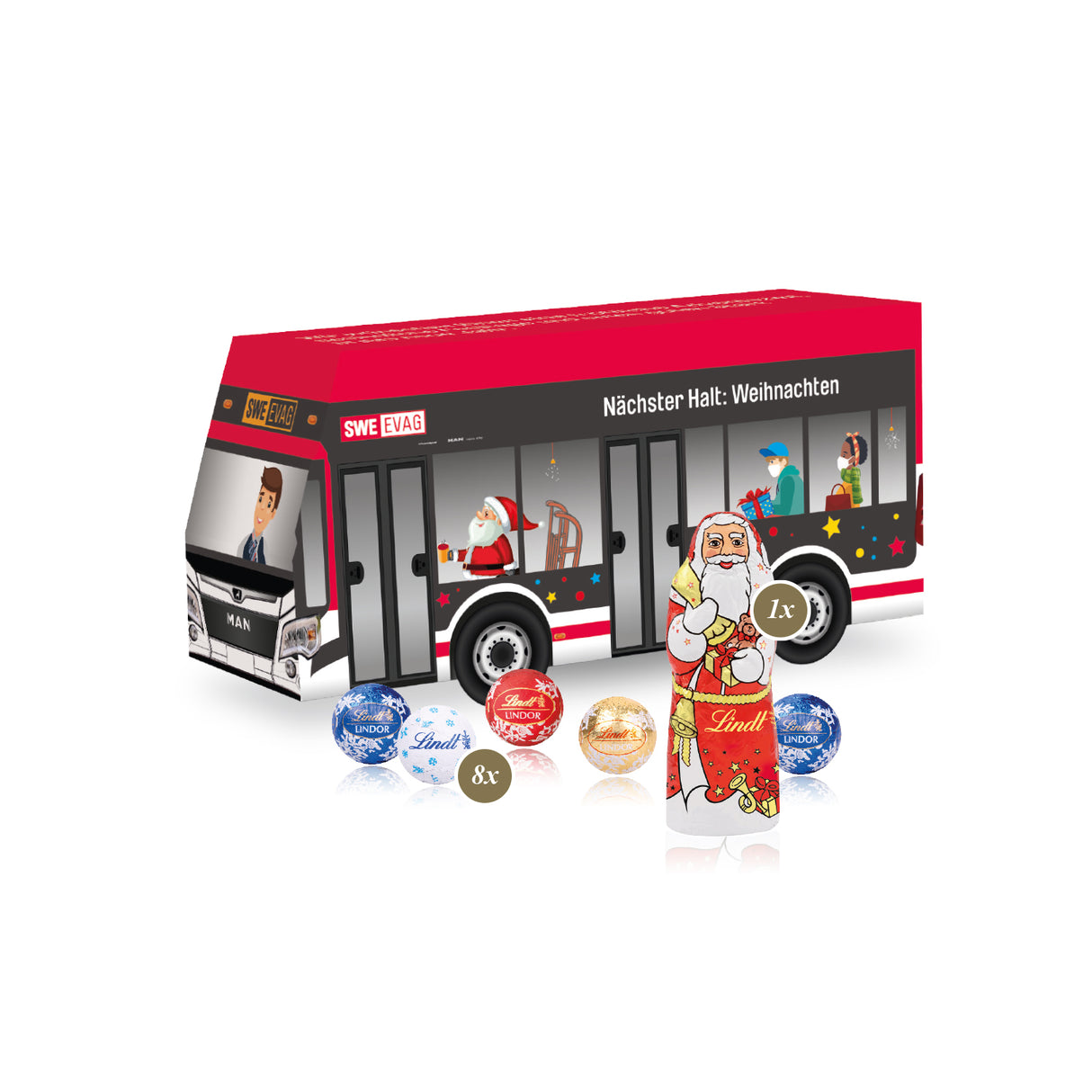 Weihnachten Werbemittel - 3D Präsent Bus - Weihnachtsgeschenk Kunden