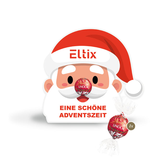 Kleines Werbegeschenk Weihnachten - Weihnachtsmann mit Lindt Lindor Kugel