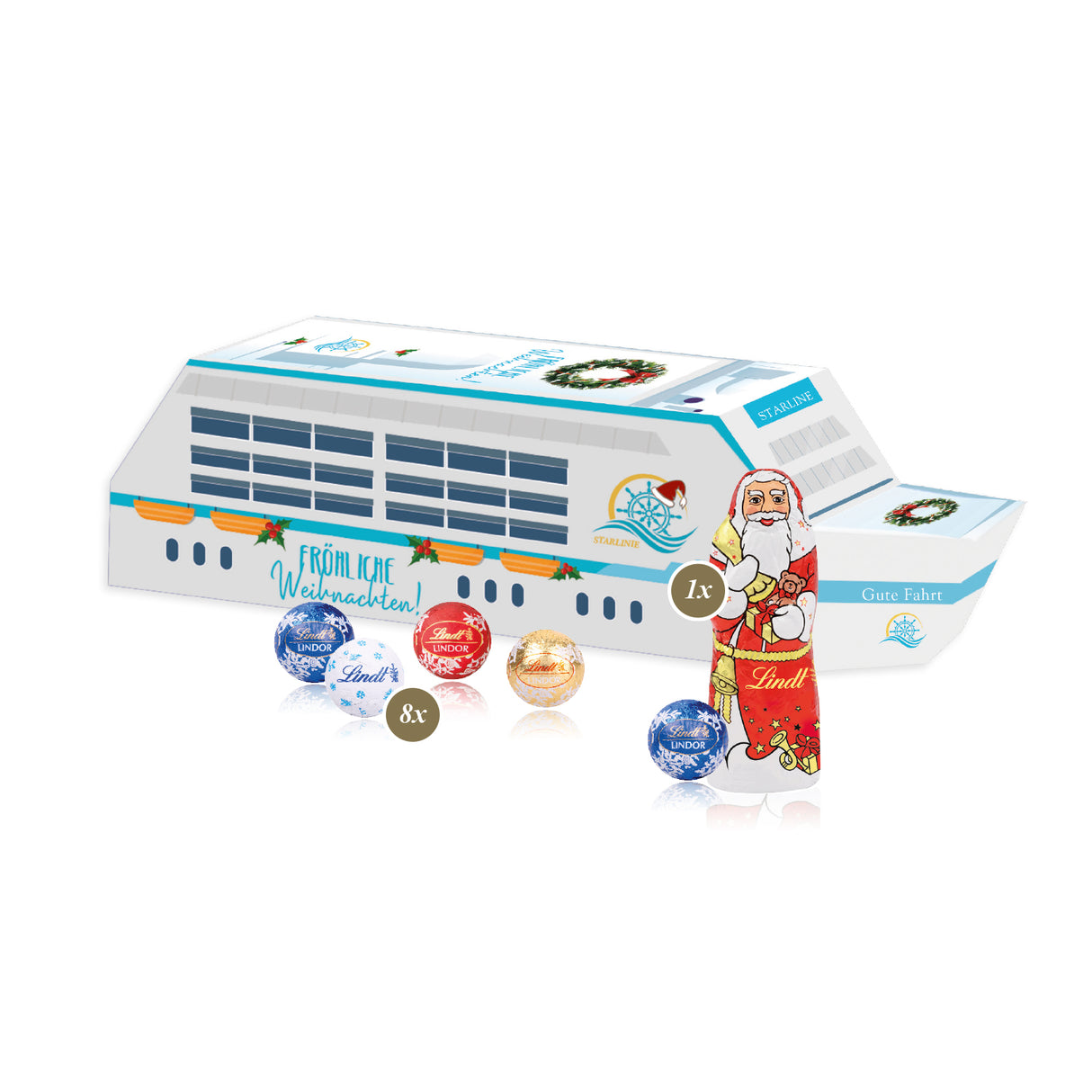 Lindt Werbeartikel Weihnachten -3D Präsent Schiff - Weihnachtsgeschenk Kunden