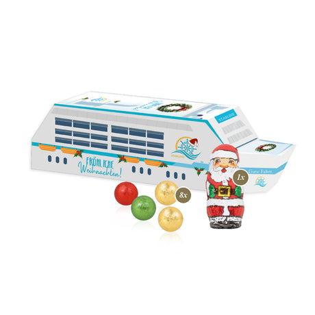Werbeartikel Weihnachten -3D Präsent Schiff - Weihnachtsgeschenk Kunden