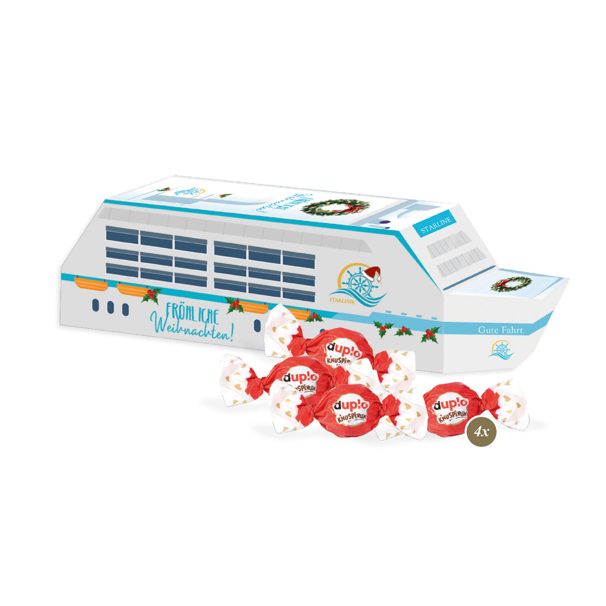 Duplo Werbeartikel Weihnachten -3D Präsent Schiff - Weihnachtsgeschenk Kunden