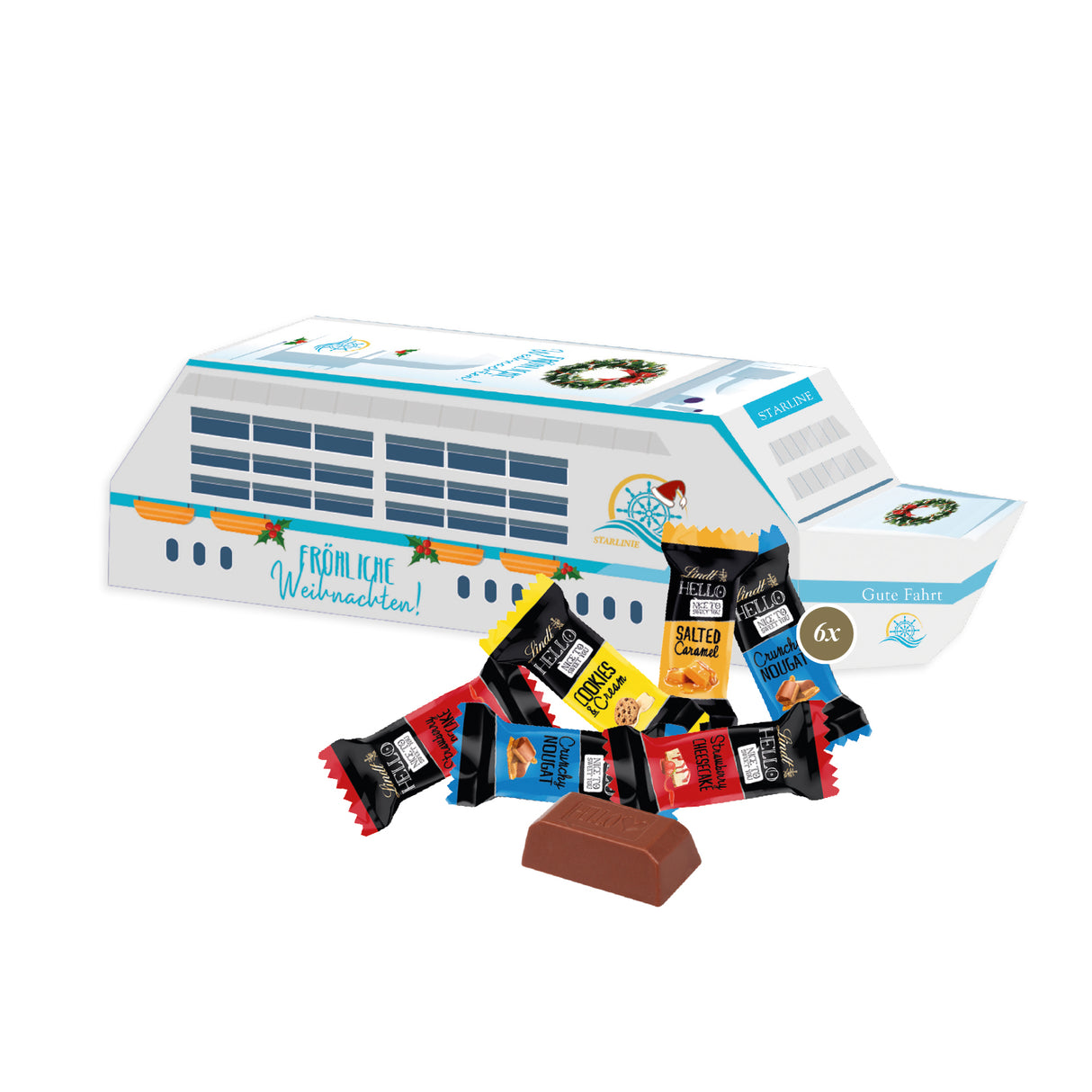 Werbeartikel Weihnachten -3D Präsent Schiff - Weihnachtsgeschenk Kunden
